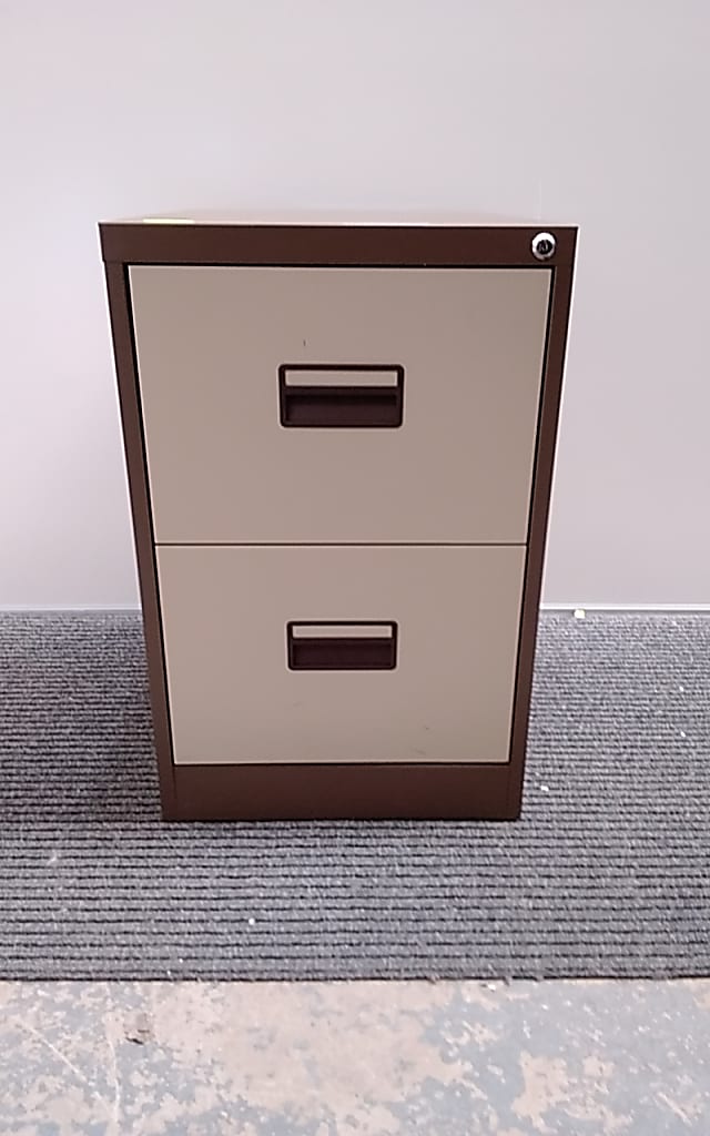 metal two drawer cabinet low