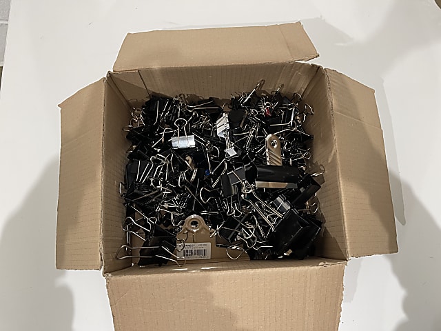 Box of assorted bulldog clips