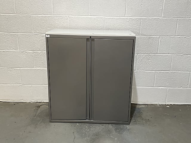 KI 700 series grey metal storage cabinet with white top