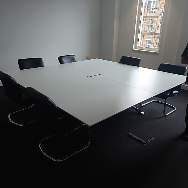 White large square meeting table 