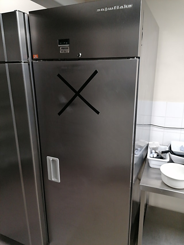 gray top-mount refrigerator