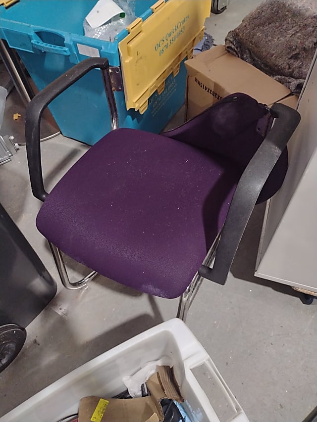 black and purple rolling chair