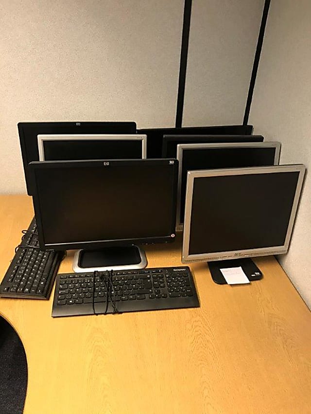 Lot of monitor and keyboards