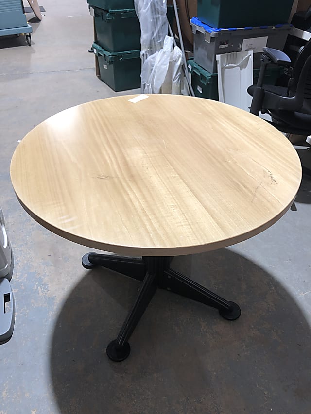 Small circular wooden top coffee meeting table