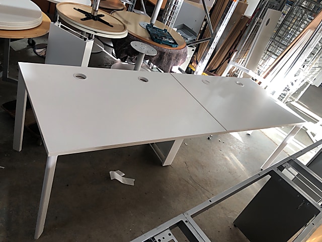  Pod of 2 white desks side by side 