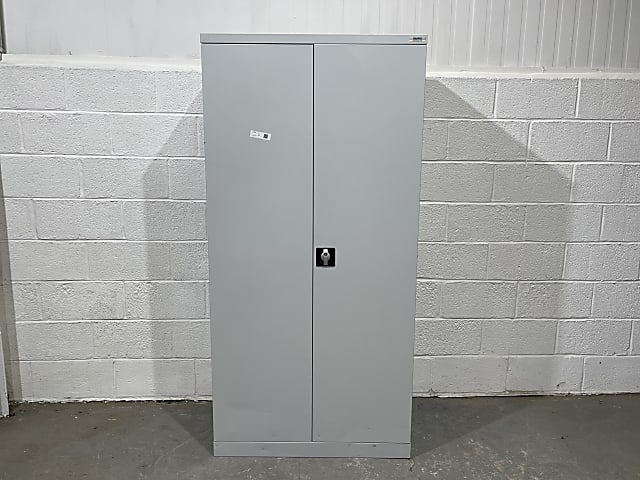 Tall grey metal cabinet 