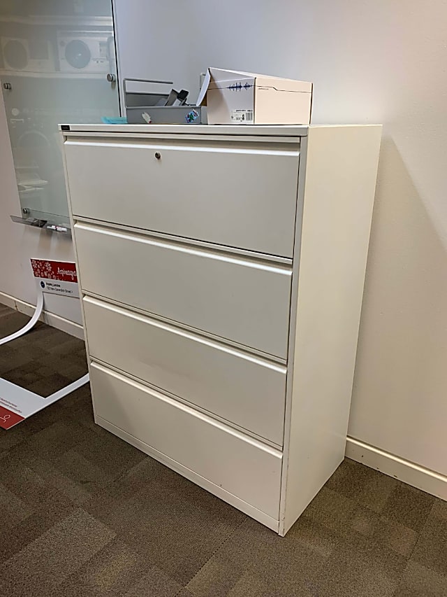 4-drawer white metal cabinet