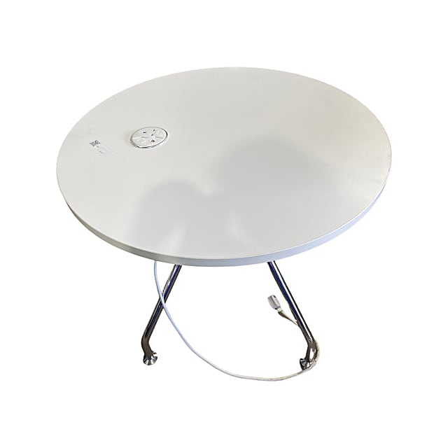 White circular desk 80cm with power