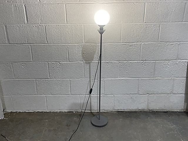 grey and white standing lamp