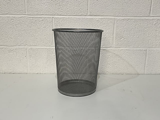 Grey Metal Trash Bin 