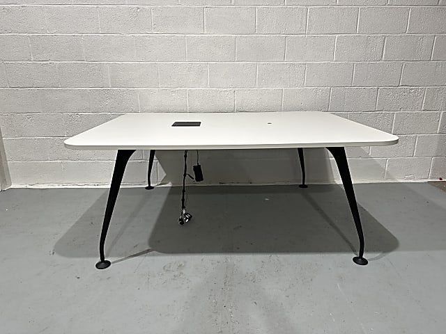 Beautiful White Meeting table with power units and black frame