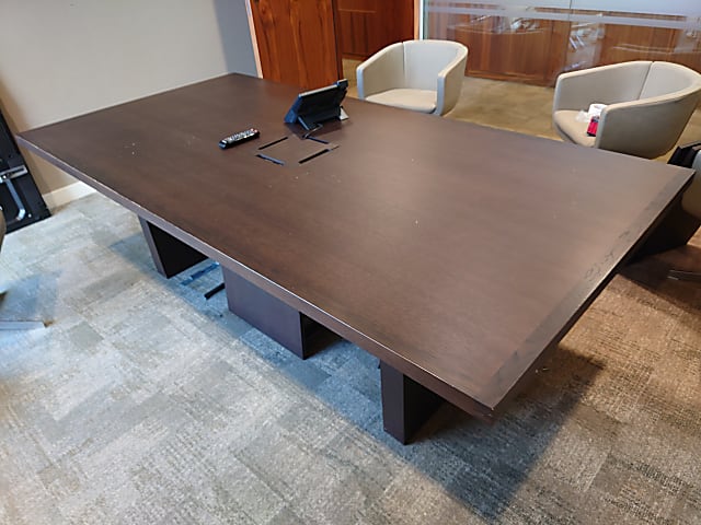 Elegant dark brown wooden meeting table