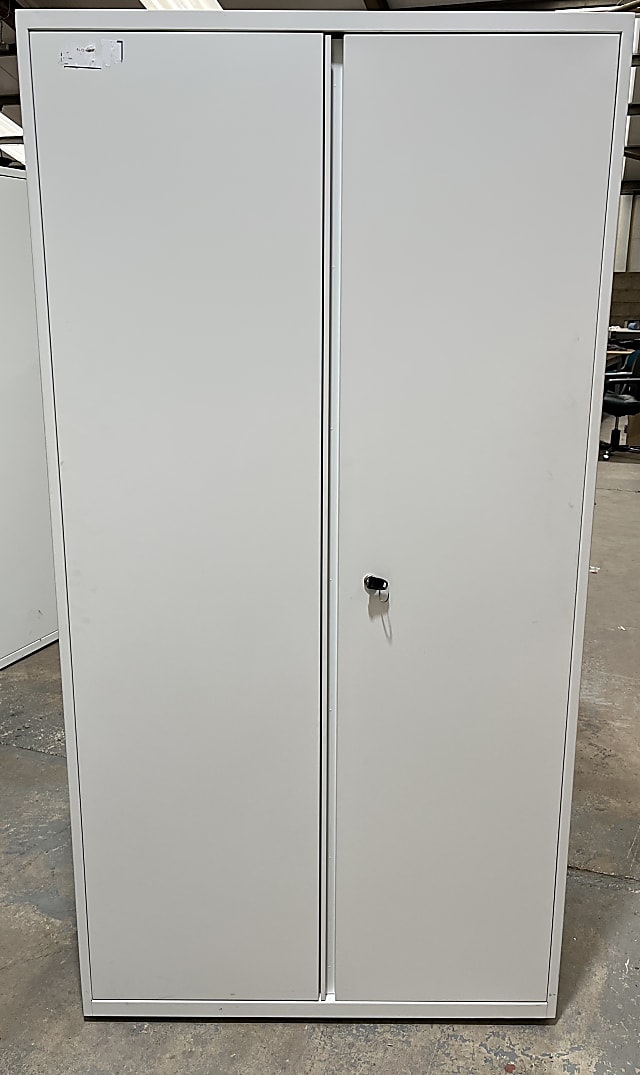 Haworth White Metal tall storage cabinets with 4 internal shelves