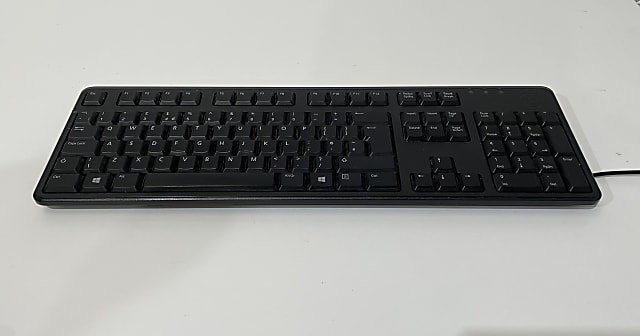 Black Dell corded computer keyboard KB212-B