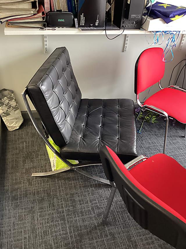 black leather tub chair