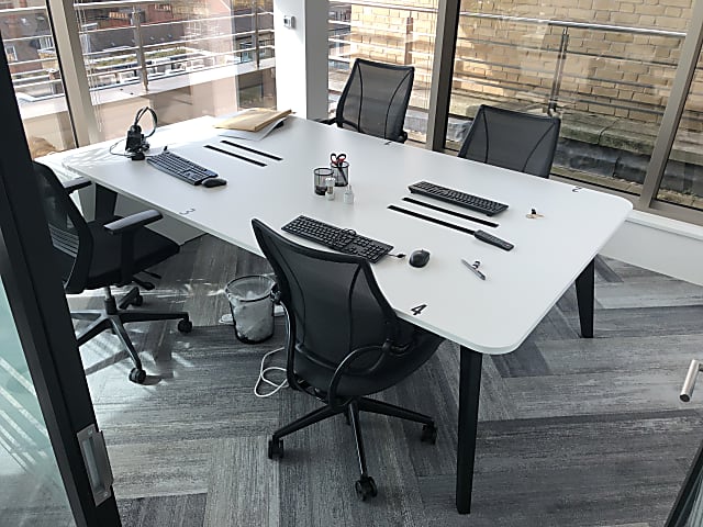 Elegant white office Meeting table with black frame