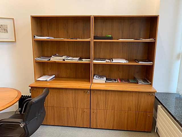 Wooden storage cabinet with bookshelves