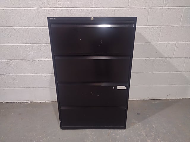 Four drawer black metal bisley cabinet