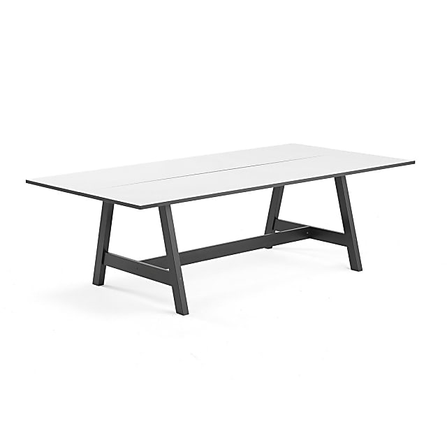 rectangular white wooden coffee table