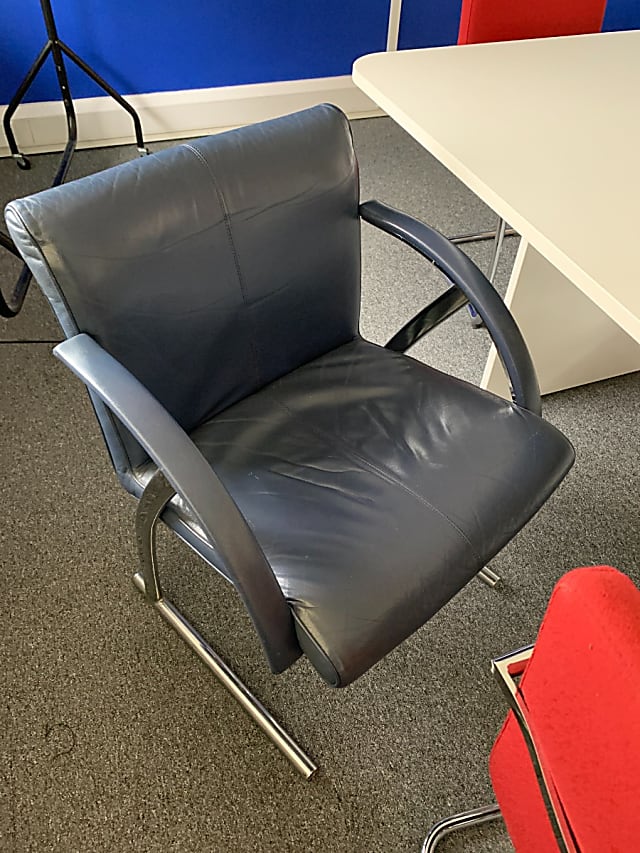 Navy leather office armchair