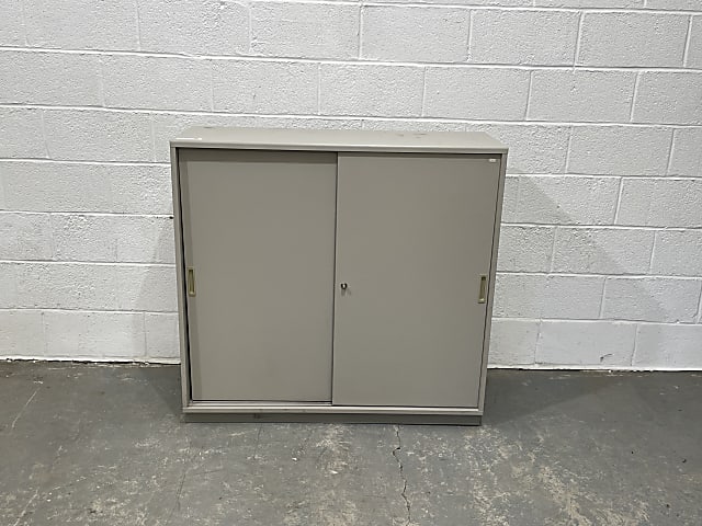 Grey tambour cabinet