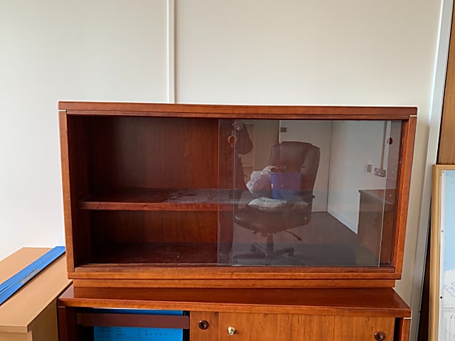 Low cabinet with glass doors