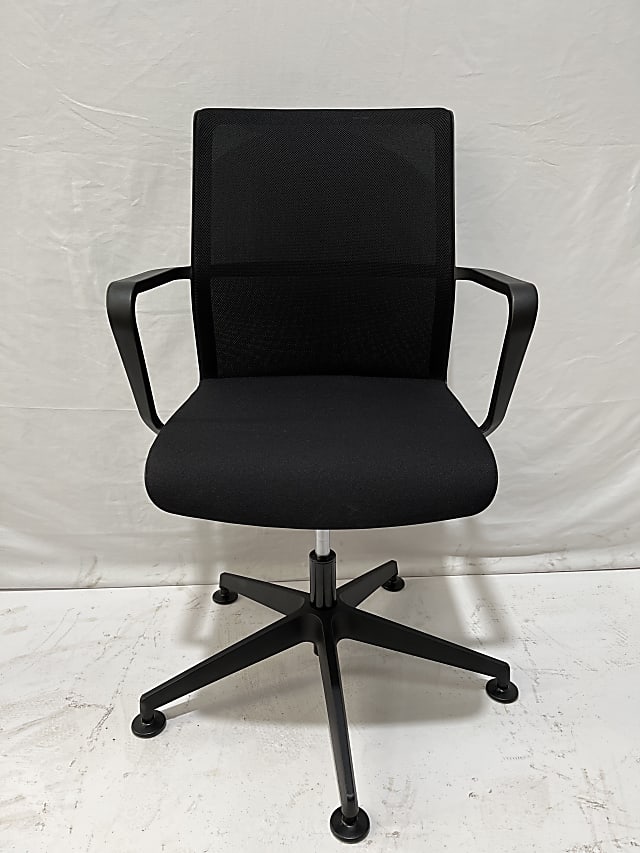 Senator CR4 Circo Conference Chair With Glides - Black Mesh Fabric seat Black feet