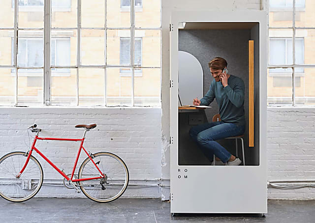 Phone Booth by Room - privacy pod booth made from plastic bottles