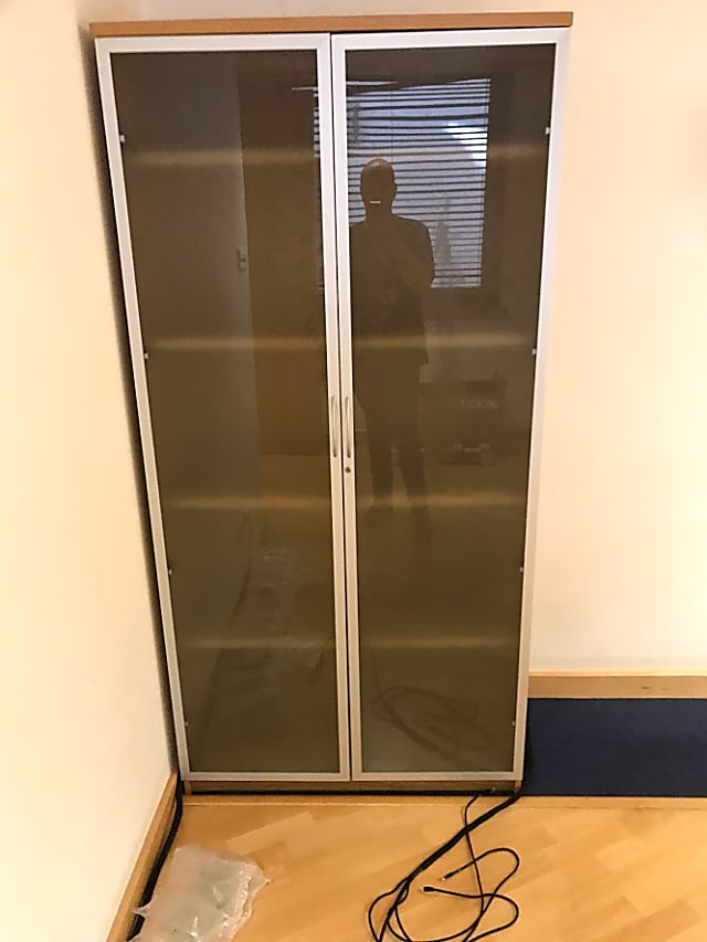 Double wardrobe with glass doors