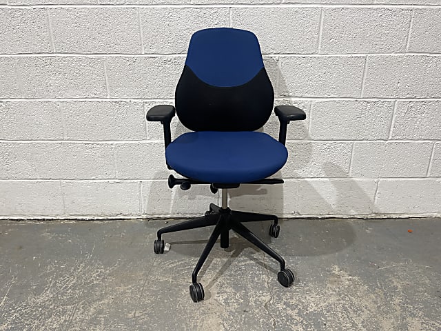 Blue and black chair with arms