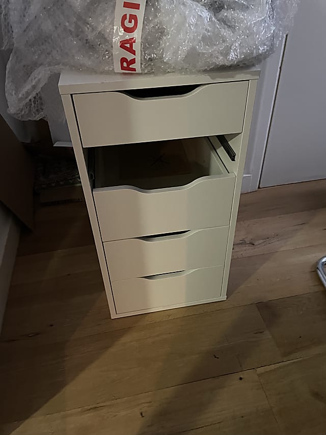 white 5-drawer pedestal