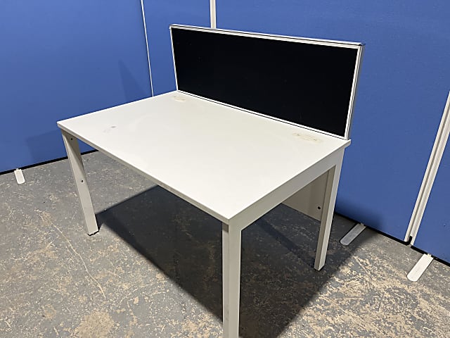 Small white desk with divider