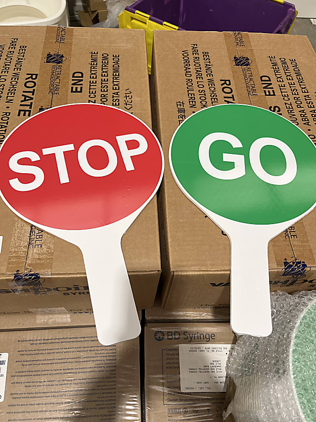 Stop go lollipops - Crowd vehicle control - 45 pairs in boxes