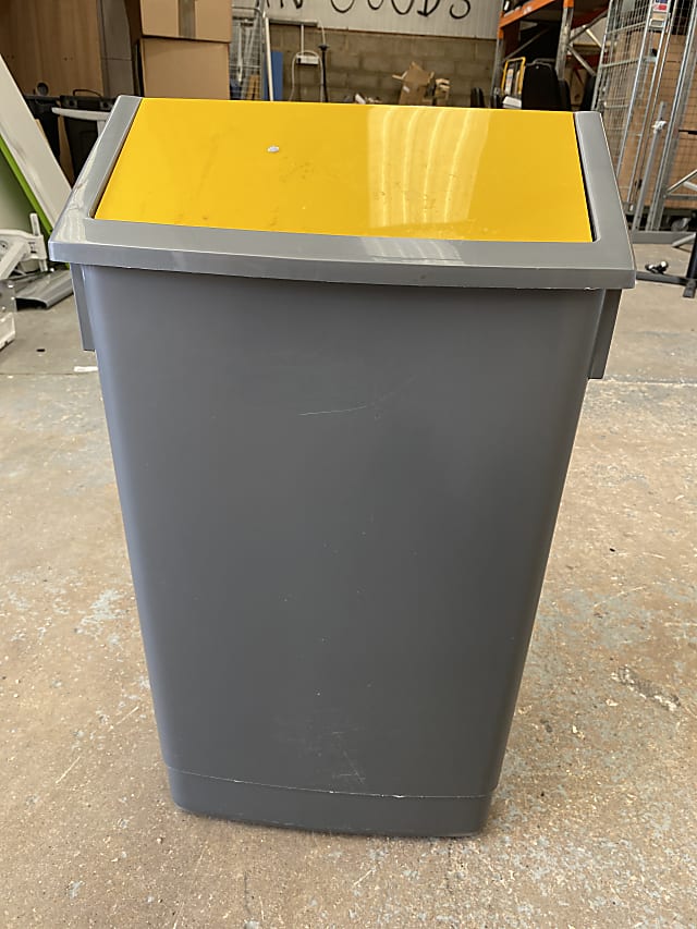 yellow flip top bin