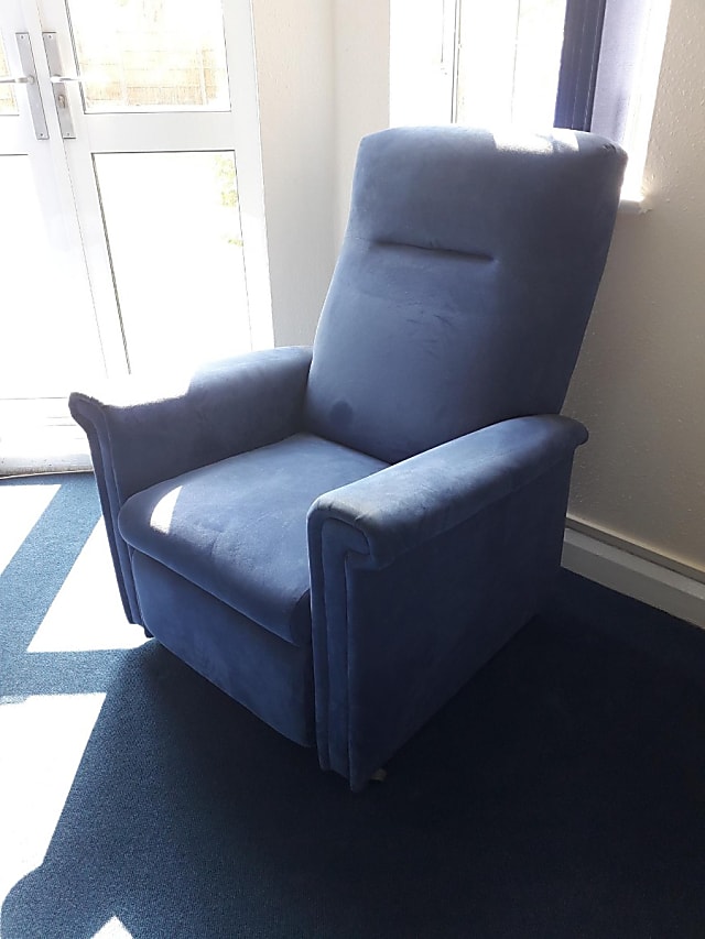 Blue arm chairs