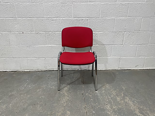 Red stacking club meeting room chair chrome frame