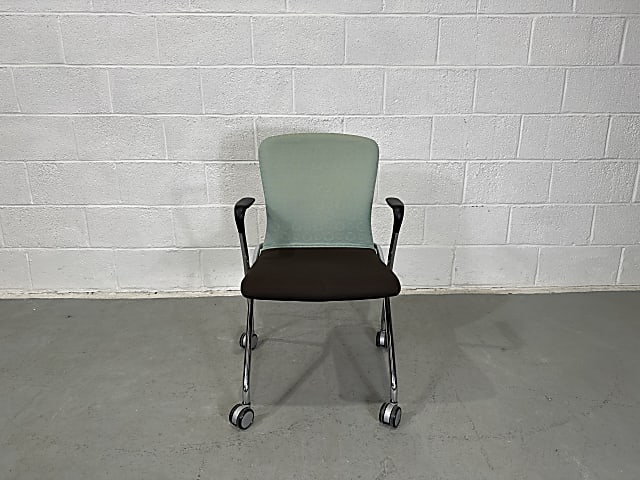 Boss Design Key Visitor Chair brown seat mint green on wheels