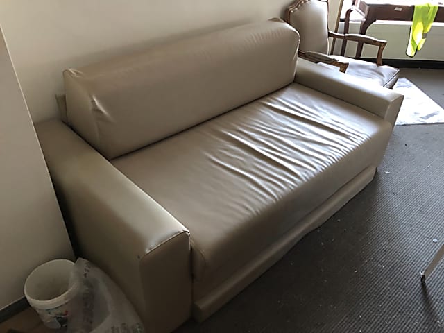 Leather sofa bed