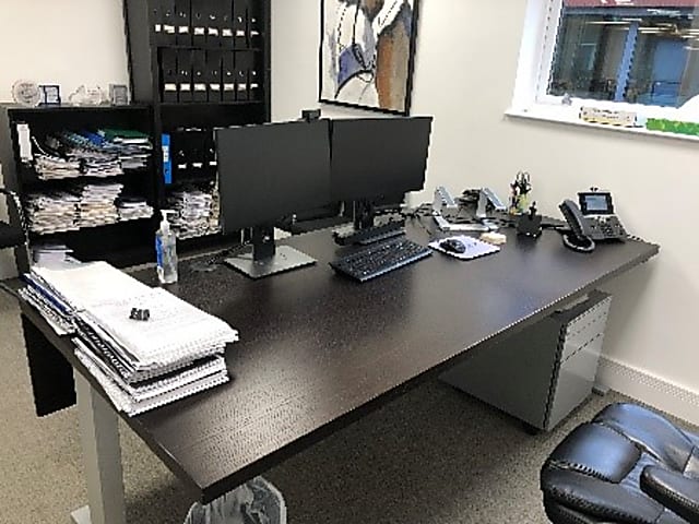 Bene Dark brown desk with silver legs