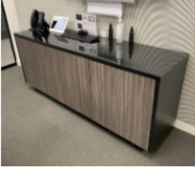 Cabinet: Credenza unit with glass top 