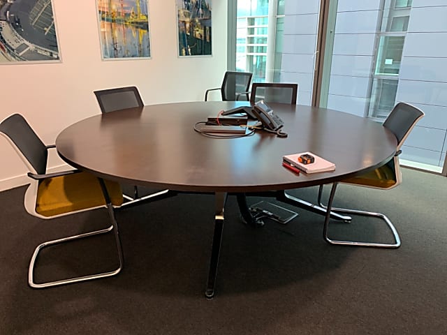 Dark Walnut Round Meeting Room Table