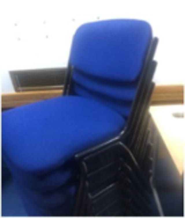Blue Chair, Black Steel Legs