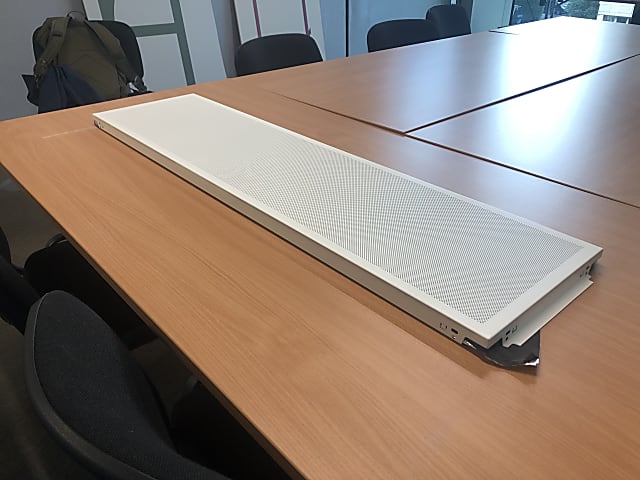 SAS suspended ceiling tile metal white perforated with acoustic pads 1200x300mm