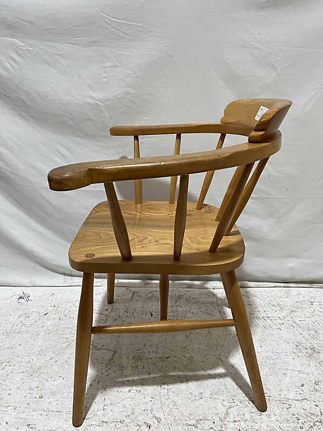 Wooden Oak arm chair curved back