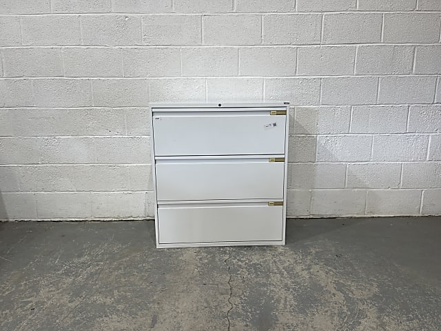 Three drawer White metal storage cabinet