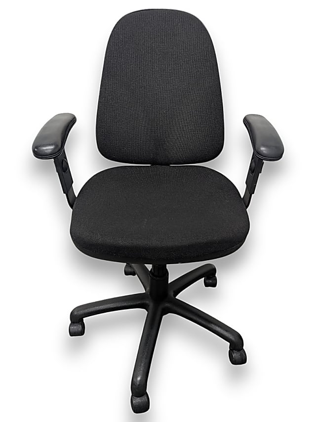 Task Chair in Black Fabric with Height-Adjustable Arms