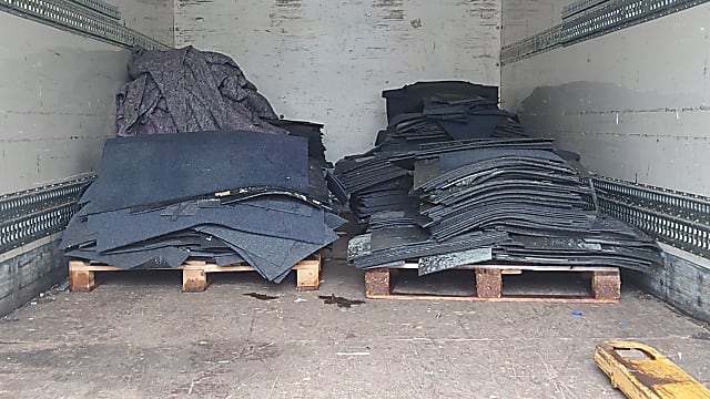 Pallets of carpet tiles