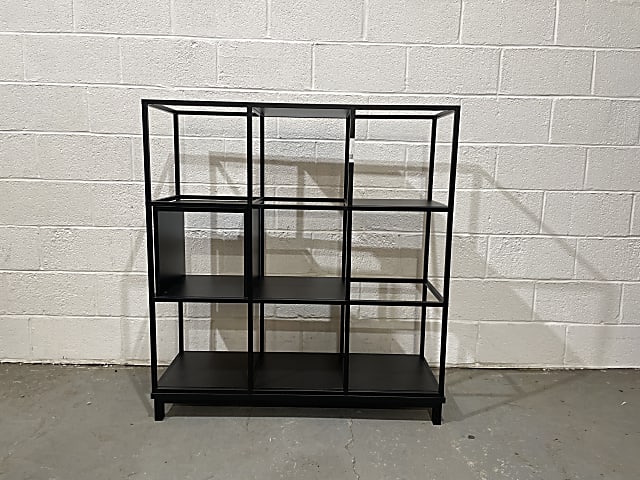 Black metal cube display unit