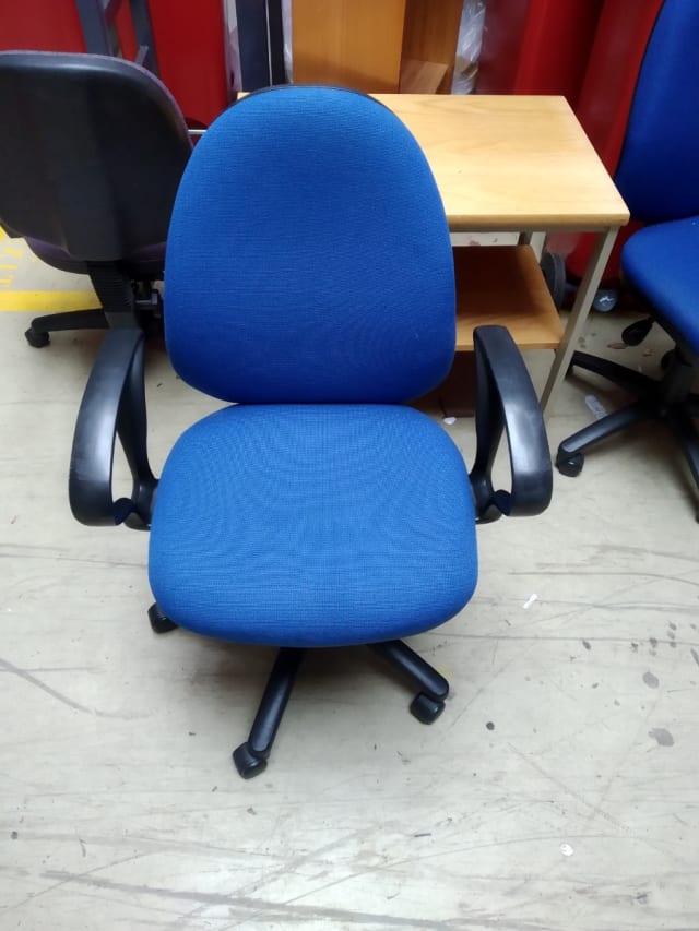 Blue chair with arms