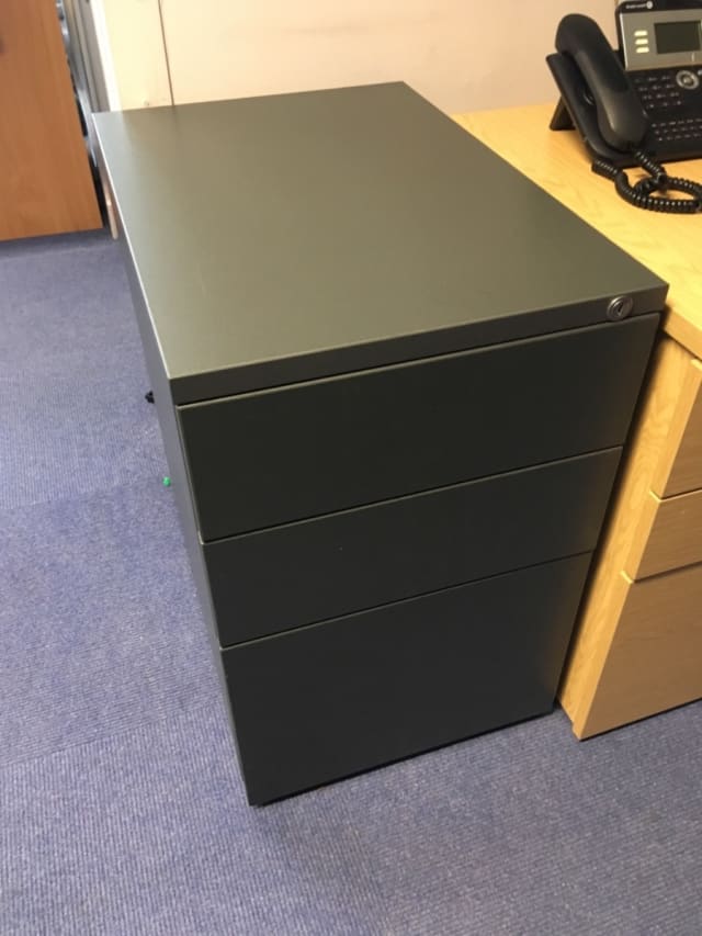 black three drawer pedestal